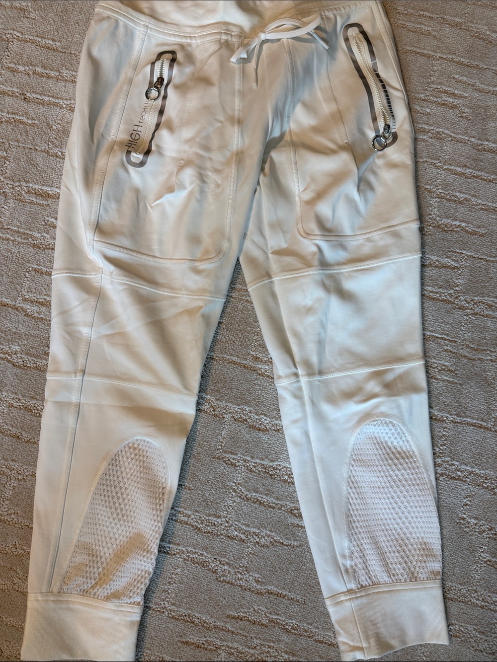 White Women’s Jogger Track Pants with Zipper Pockets